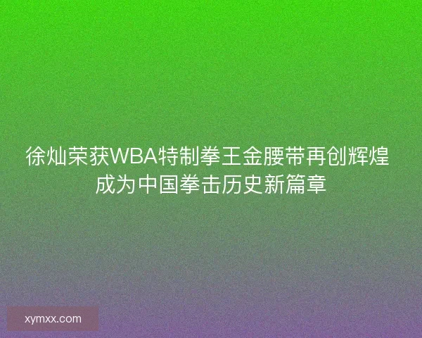徐灿荣获WBA特制拳王金腰带再创辉煌 成为中国拳击历史新篇章